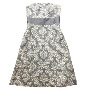 Ann Taylor LOFT Gray Strapless Dress gray & cream floral print size 0 petite